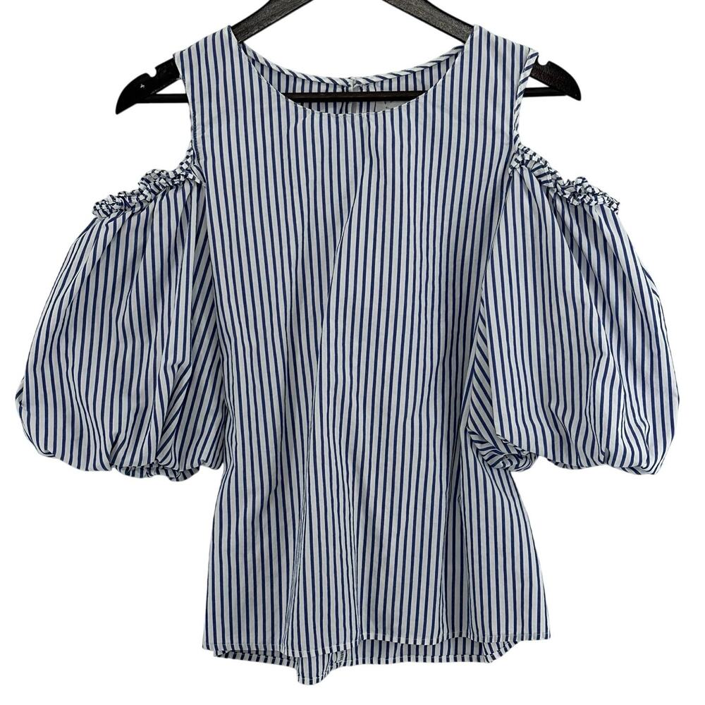 Anthropologie Velvet Graham & Spencer Cold Shoulder Balloon Sleeve Top M